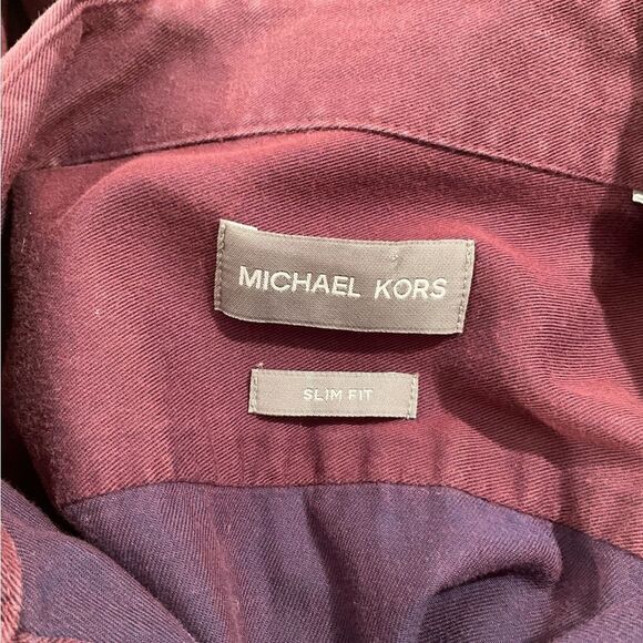 Michael Kors Women’s Burgundy Button Down Collared Long Sleeve Blouse Size M - Picture 7 of 14